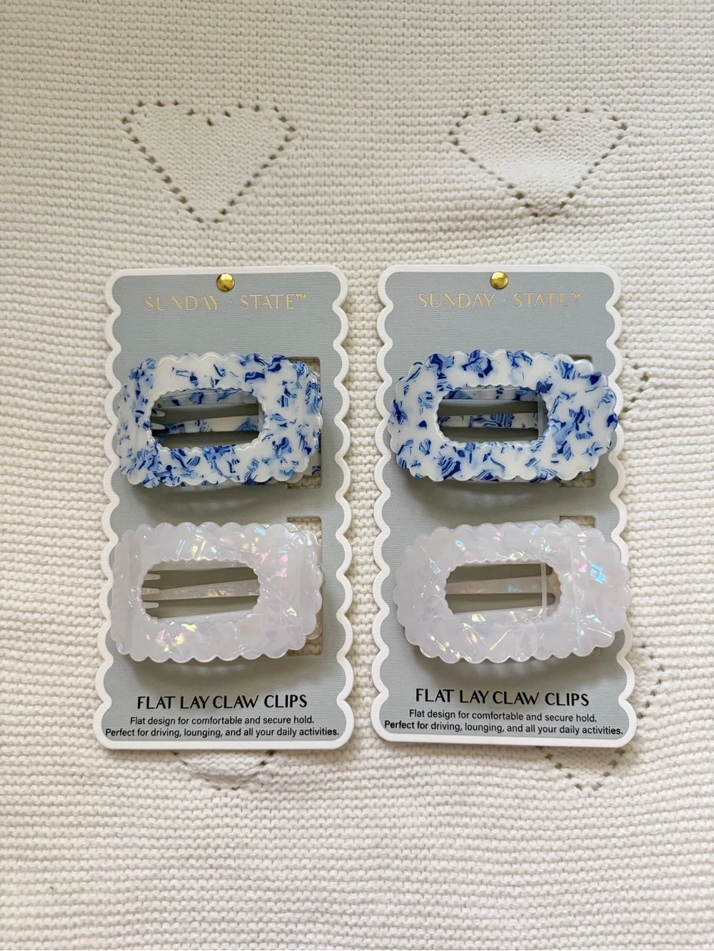 Sunday State Flat Lay Claw Clips Blue & White Floral